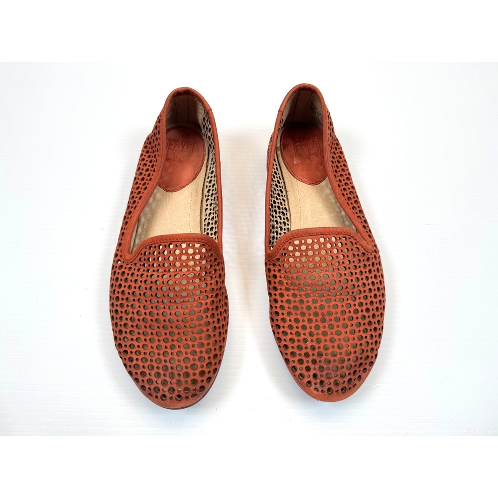 Frye Jillian Perforated Slipper Women 7.5M Slip-On Loafer Flats Comfort Brown‎